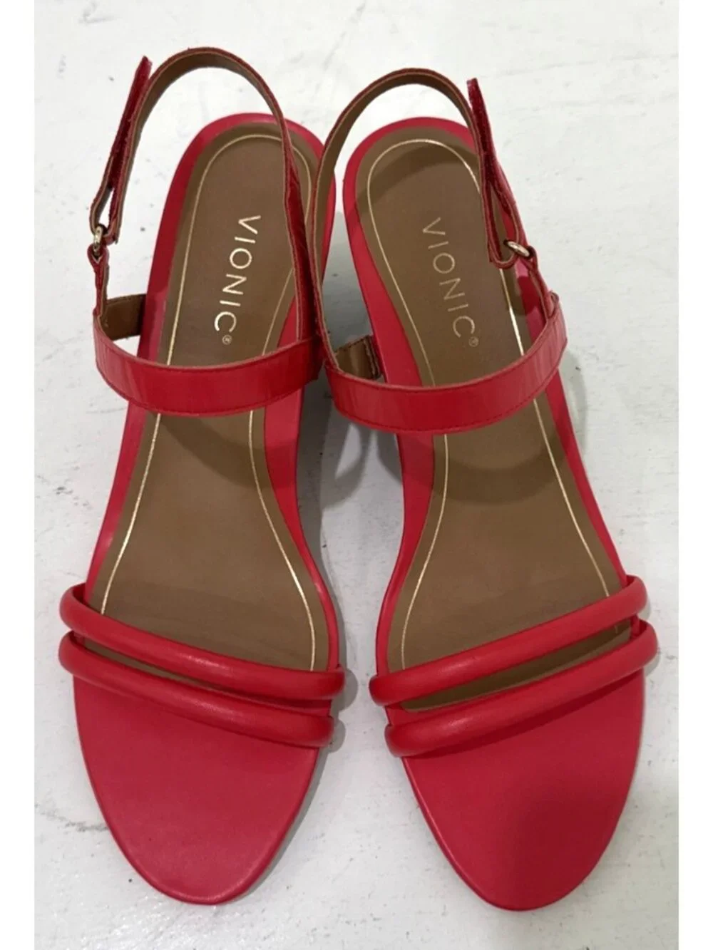 Vionic Emmy Red Wedge Strappy Sandals Heels Size 11M